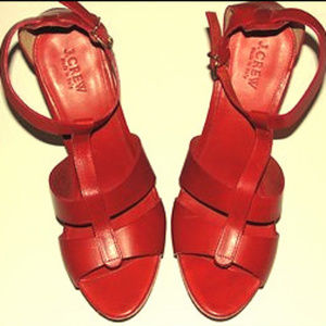 J. Crew Palma Red Leather Platform Wedge